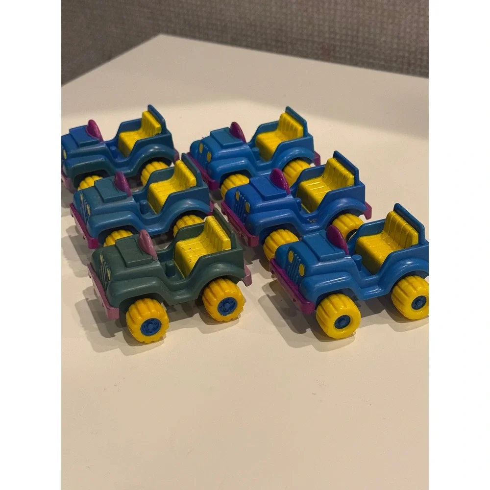 Vintage 1988 McDonalds Happy Meal Toy Lot 6 Jeep Cars Blue Teal Yellow 80s Retro
